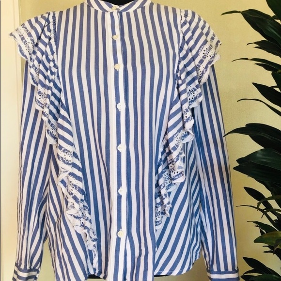 GAP Striped Ruffled Shirt - Picture 3 of 9